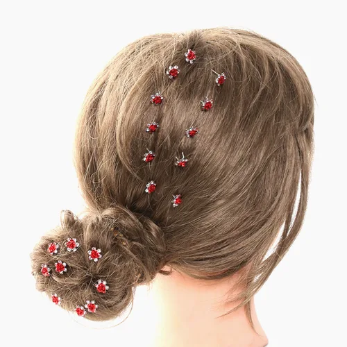Miniatura 6 de 20pcs Rhinestone Rose Flower Hair Bobby Pin Crystal Bride Wedding Metal Clip de pelo Decoración U forma joyería accesorios, Cabello de cristal