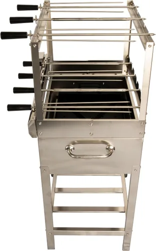 Miniatura 9 de Parrilla de Barbacoa Brasileña Todo en Uno con Rotisserie - 7 brochetas - Churrasco - Acero Inoxidable - Parrilla Portátil de Fuego de Leña y Carbón