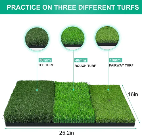 Miniatura 2 de NEWCARE Golf Hitting Mat, Thickened Golf Practice Mat for Indoor Outdoor Training, Swing Path Hitting Turf Mat with Non-Slip Rubber Backing, Golf