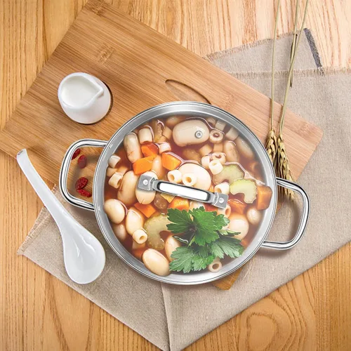 Miniatura 7 de Homikit Olla de acero inoxidable de 4 cuartos de galón, olla de inducción con tapa para sopa, salsa de pasta, cocinar a fuego lento, parte inferior