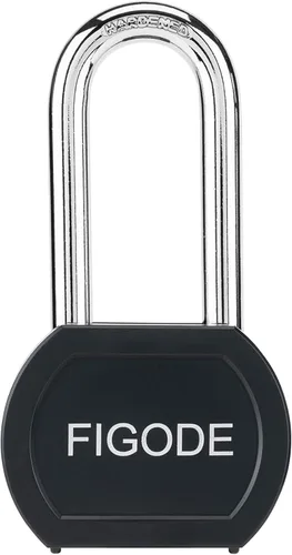 Miniatura 5 de FIGODE Candado de acero sólido cubierto negro con llave, cerradura resistente de alta seguridad, 2-3/4 pulgadas de ancho, grillete de acero