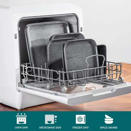 Miniatura 4 de vancasso Stern Gray - Juego de vajilla de 16 piezas de cerámica de cocina con esmalte reactivo cuadrado, juego de vajilla de piedra con plato de Gris