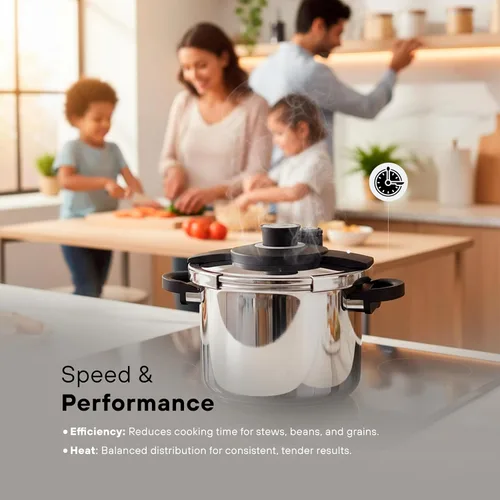 Miniatura 4 de KOCHSTELLE Olla a presión de acero inoxidable de 8L para preparación del hogar y comidas Olla a presión de 8 cuartos con tapa de sistema