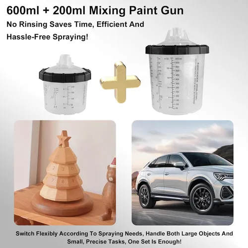 Miniatura 2 de LVLP - Pistola de pintura automotriz R500, boquillas de 1.3/1.5/0.067 in, pistola de pulverización LVLP con taza mezcladora de 22.0 fl oz/6.8 fl oz