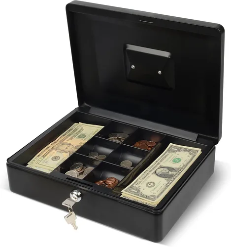Miniatura 8 de CARL, CUI82012, bandeja de billetes de acero caja de seguridad, color negro 4 x 9 pulgadas