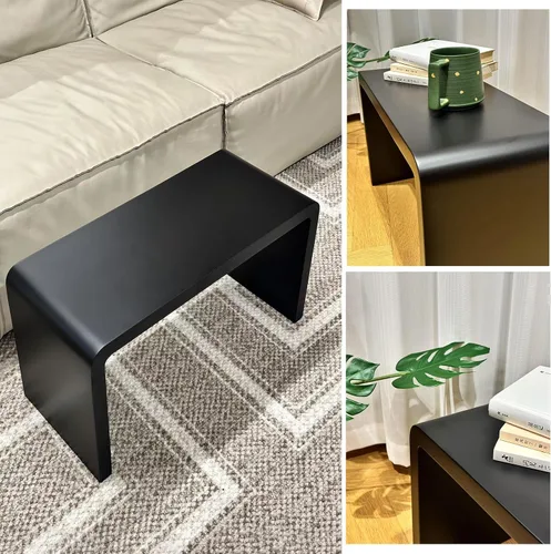 Miniatura 3 de Mesa auxiliar en forma de C, mesa auxiliar de madera maciza para sofá, cama y sala de estar, mesa auxiliar pequeña para aperitivos que ahorra