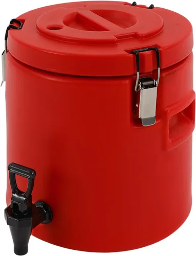 Dispensador de bebidas aislado de 2.6 galones / 10 litros, dispensador de bebidas frías y calientes de acero inoxidable rojo, dispensador de bebidas