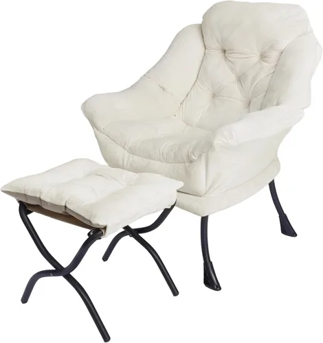 Silla reclinable con otomana plegable, sillas de sala de estar, silla de salón contemporánea de acento, silla de sofá de ocio con marco de acero