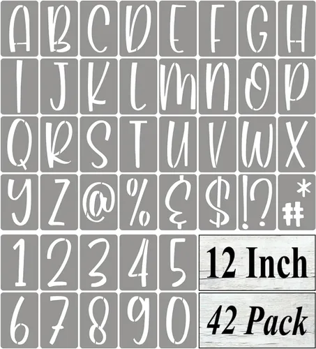 Miniatura 14 de Plantillas de letras del alfabeto de 4 pulgadas para pintar, paquete de 42 plantillas de letras y números con letreros para pintar sobre madera