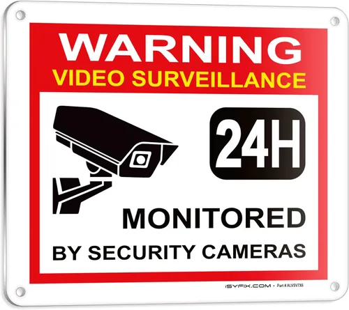 Miniatura 22 de iSYFIX Señal de advertencia de videovigilancia – 1 paquete de 1 paquete reflectante plateado de 7 x 6 pulgadas – 100% libre de óxido de aluminio