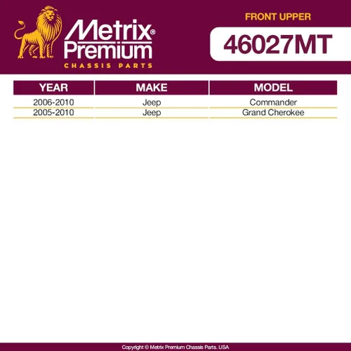 Miniatura 3 de Metrix Premium Chassis Parts - Brazo de control superior delantero derecho con junta esférica y conjunto de buje para 82-85 Mercedes-Benz 300CDT