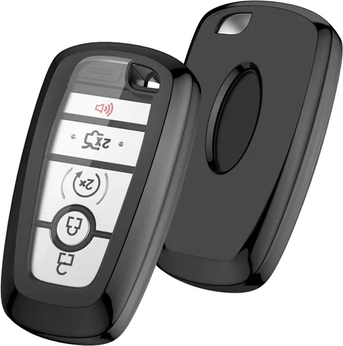 ELOHEI para Ford Funda para Llavero, Funda Protectora Blanda de TPU para Llavero para Ford Fusion F150 F250 F350 F450 F550 Edge Explorer Escape Negro