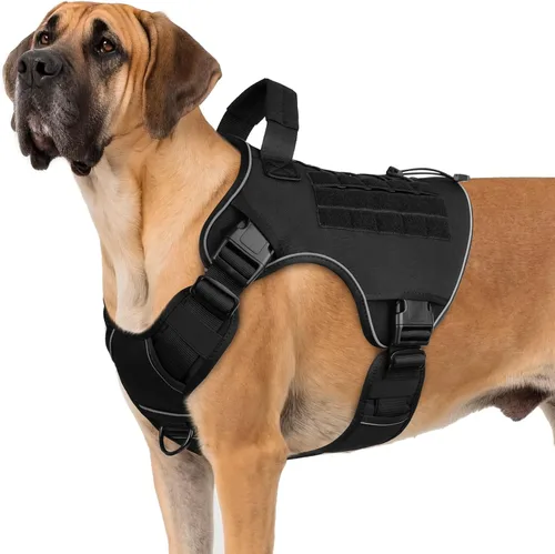 Miniatura 37 de WINGOIN - Arnés táctico púrpura para perros medianos, arnés resistente sin tirones con asa, chaleco militar K9 reflectante ajustable para mascotas