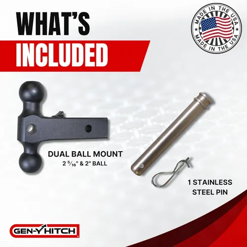 Miniatura 2 de GEN-Y GH-613 MEGA-Duty - Enganche de caída ajustable de 6 pulgadas con doble bola GH-061 para receptor de 2.5 pulgadas, capacidad de remolque