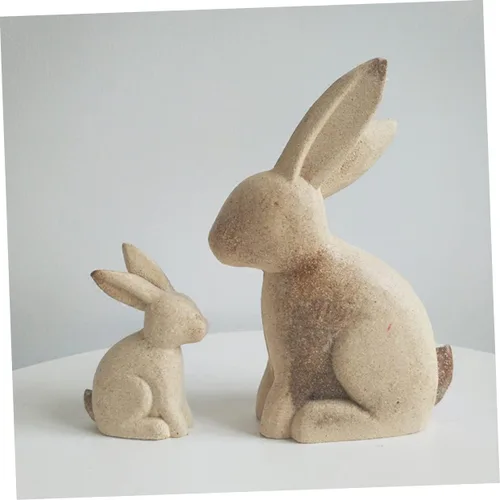 Miniatura 3 de EXCEART Juego de 2 figuras de conejo de madera, sin terminar, rústico, para manualidades, decoración del hogar, adornos de escritorio
