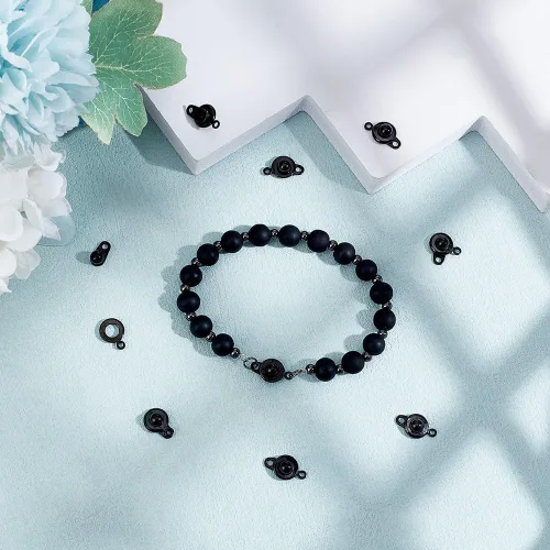 Miniatura 2 de UNICRAFTALE Juego de 15 cierres de presión de acero inoxidable Gunmetal Snap Button Press Stud Cap Socket Conector de joyería para pulsera Gris