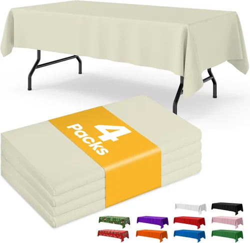 Miniatura 23 de Niuara Mantel de bandera estadounidense, paquete de 4 manteles patrióticos desechables de 54 x 108 pulgadas para mesas de 6 pies, decoraciones del 4