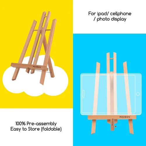 Miniatura 5 de MEEDEN Caballete de mesa de 16 pulgadas: paquete de 12 caballetes de madera de haya para pintar, soporte de lona para pintar carteles Natural