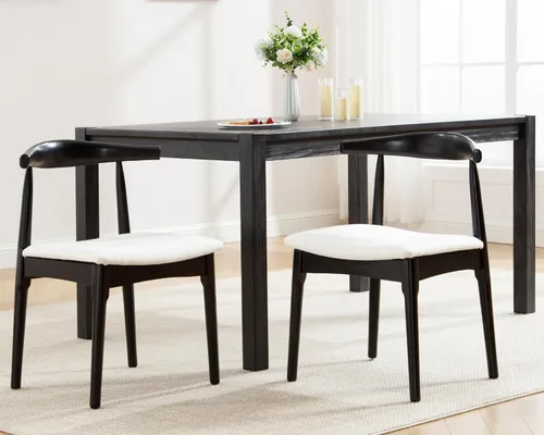 Miniatura 10 de VESCASA Juego de 2 sillas de comedor de mediados de siglo, sillas de comedor tapizadas de piel sintética, sillas de comedor de madera maciza