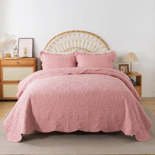 Miniatura 55 de HoneiLife - Juego de colcha de tamaño Queen, juego de ropa de cama de pana bordada de 3 piezas, colcha de lujo, ligera, cálida, para todas las Pana