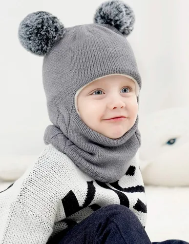 Miniatura 5 de Conjunto de gorro con bufanda invernales para bebés y niños, unisex