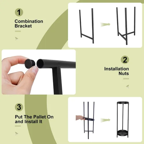 Miniatura 4 de Soporte para Plantas de Interior y Exterior CEFZUM, Soporte de 2 Niveles de 24" de Altura en Negro para Macetas de Flores, Estante de Metal
