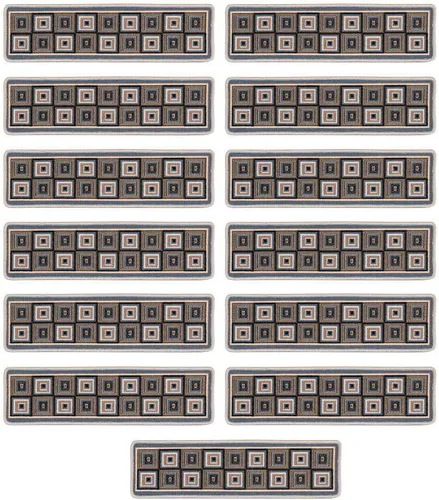 Miniatura 15 de Benissimo, Alfombras antideslizantes para peldaños de escalera, juego de 13 (9 x 32 pulgadas), para peldaños de madera de interior, diseño impreso