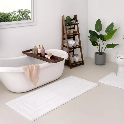Miniatura 6 de GRANNY SAYS Juego de 2 alfombras de baño de microfibra súper suave y absorbente para baño, antideslizantes, lavables, juego de alfombras de baño Gris