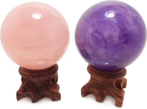 Miniatura 10 de Polar Jade Esfera de cristal de amatista con soporte de 1.969 in de diámetro, bolas de piedra protectora raras para decoración, curación
