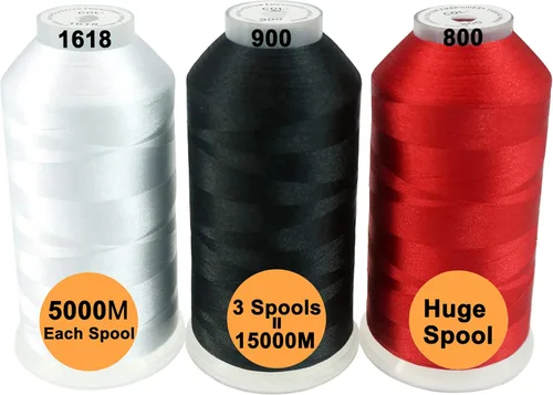 Miniatura 32 de New brothreads - 40 opciones - Varios paquetes de colores surtidos de hilo de poliéster para máquina de bordar, carrete grande de 5000 m para todas