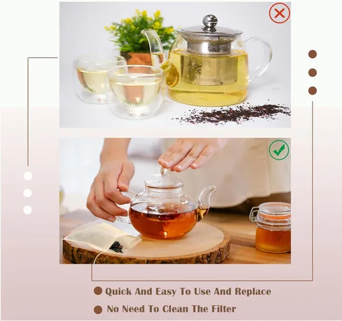 Miniatura 6 de Bolsas de té para té de hojas sueltas - Mini bolsas de té vacías, bolsa de filtro desechable, bolsa vacía con cordón biodegradable y compostable