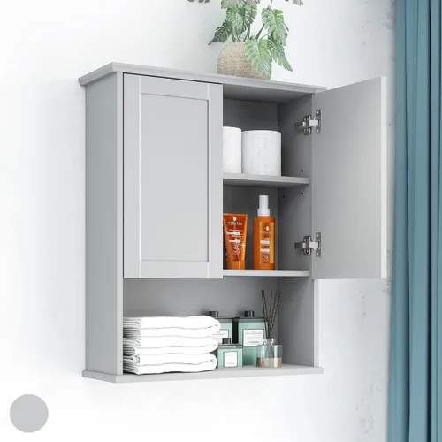 Miniatura 10 de Armario sobre el inodoro, armario de almacenamiento de baño con dispensador inferior de pañuelos, gabinete de pared de baño de 22 x 28 pulgadas