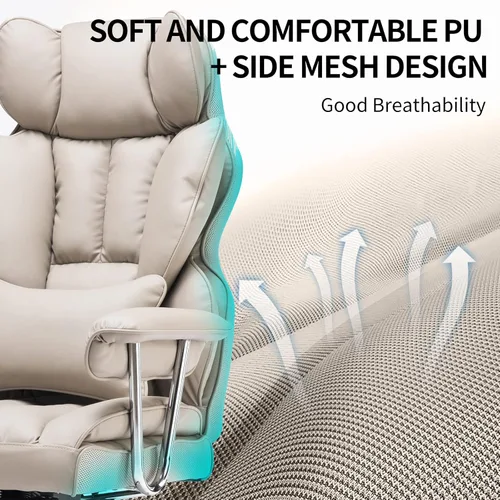 Miniatura 6 de Efomao Silla de Oficina Grande y Alta 400lbs – Silla de Oficina Ejecutiva de Cuero PU con Soporte Lumbar y Reposapiés, Silla de Computadora de Gris