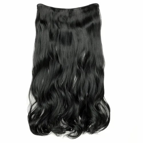 Miniatura 8 de Extensiones de cabello humano real con alambre invisible, alambre transparente, tamaño ajustable, 4 clips de seguridad, 18 pulgadas, negro, largo