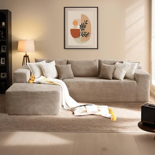 Miniatura 23 de HOOOWOOO Cloud - Sofás seccionales para sala de estar, sofá modular sin montaje, 136 x 133 pulgadas, juego de sofá grande en forma de G de pana