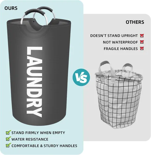 Miniatura 3 de StorageRight Cesta Grande de Ropa Sucia de 90L, Cesto de Ropa Sucia, Cesto de Ropa Sucia para Lavandería, Plegable, Cestas de Ropa Impermeables
