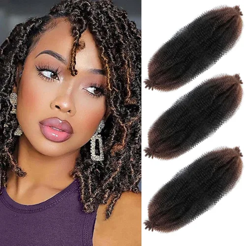 Miniatura 38 de Cabello afro elástico y trenzado de 30 pulgadas 2 paquetes, cabello preesponjado y trenzado elástico pre-estirado para extensiones de cabello suave