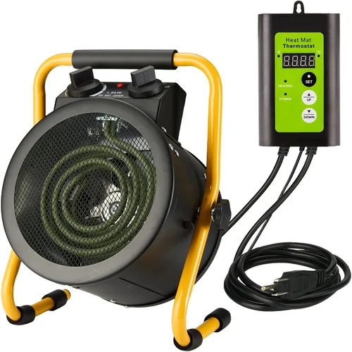 Calentador de invernadero con termostato digital, calentadores eléctricos para exteriores de 1500 W para patio, calentamiento rápido, protección