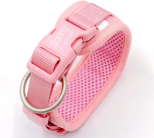 Miniatura 8 de Collares de perro personalizados grabados con nombre y número de teléfono para perros pequeños, medianos y grandes (verde menta, S)