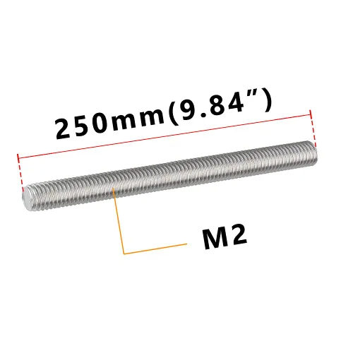 Miniatura 2 de Feelers Varilla roscada de acero inoxidable 304 M2-0.4, tornillo roscado largo, rosca derecha, 9.843 in de longitud【Paquete de 2】