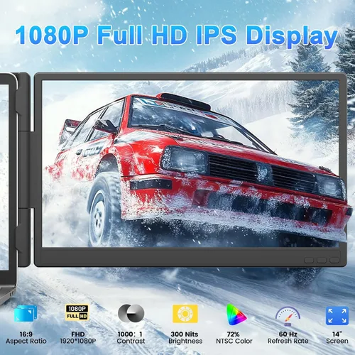 Miniatura 2 de KEFEYA - Extensor de pantalla para laptop, 14" FHD 1080P IPS, extensor dual de monitor portátil, monitor portátil conectar y usar (Plug & Play)