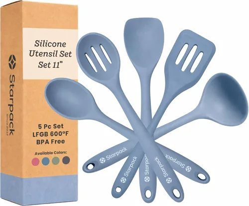 Miniatura 10 de Starpack Juego de utensilios de cocina de silicona 'Revuelve y sirve' (5 piezas) - 26.7 cm - Juego de utensilios de cocina resistente al calor hasta