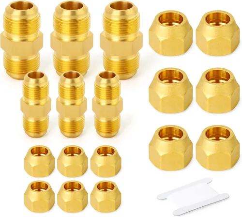 Miniatura 27 de GASHER 5 piezas de accesorios de tubo de cobre con conexión abocinadas de 45 grados, tuerca de 1,27 cm para aire acondicionado, extensión de cobre
