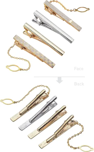 Miniatura 40 de Juego de corbata de regalo para hombre, corbata sedosa, bolsillo cuadrado, clips de corbata, gemelos para hombres
