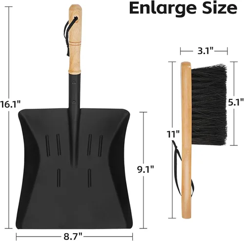 Miniatura 2 de Juego de pala y cepillo para cenizas para chimenea, pala de carbón y cepillo para hogar, juego de herramientas para chimenea para interiores