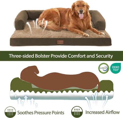 Miniatura 2 de Cama ortopédica para perros extragrandes, cama de espuma XL con forma de caja de huevos impermeable con lados 45x35 pulgadas, cama de sofá