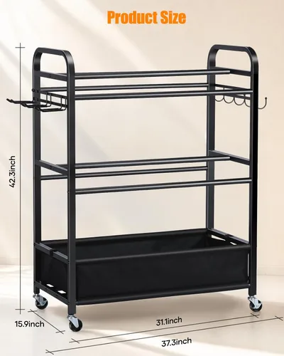 Miniatura 2 de EXTCCT Estante de baloncesto, soporte de entrenamiento de tiro de baloncesto, almacenamiento de equipo deportivo con ruedas, soporte organizador