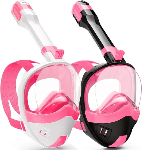 Full Face Snorkel Mask, Snorkeling Gear for Adults Kids with Latest Dry Top Breathing System and Detachable Camera Mount, with 180 Degree Panoramic