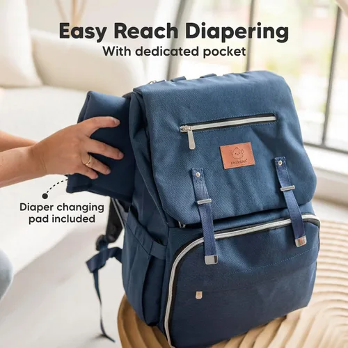 Miniatura 5 de KeaBabies Mochila para pañales para bebé con cambiador, bolsa de bebé impermeable para mamá y papá, bolsillos aislados para botellas, niños Gris
