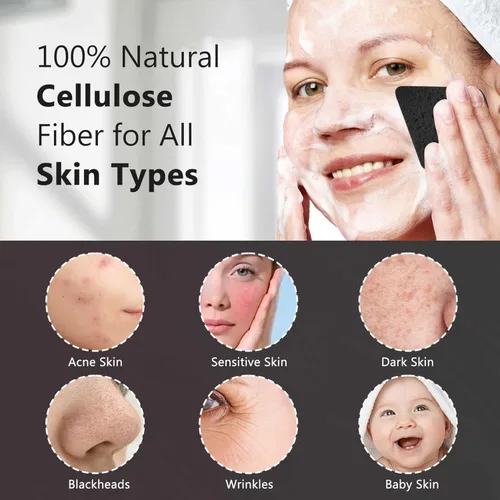 Miniatura 3 de 60 esponjas faciales comprimidas triangulares, esponjas cosméticas 100% naturales para limpieza facial para limpieza facial diaria, mascarilla